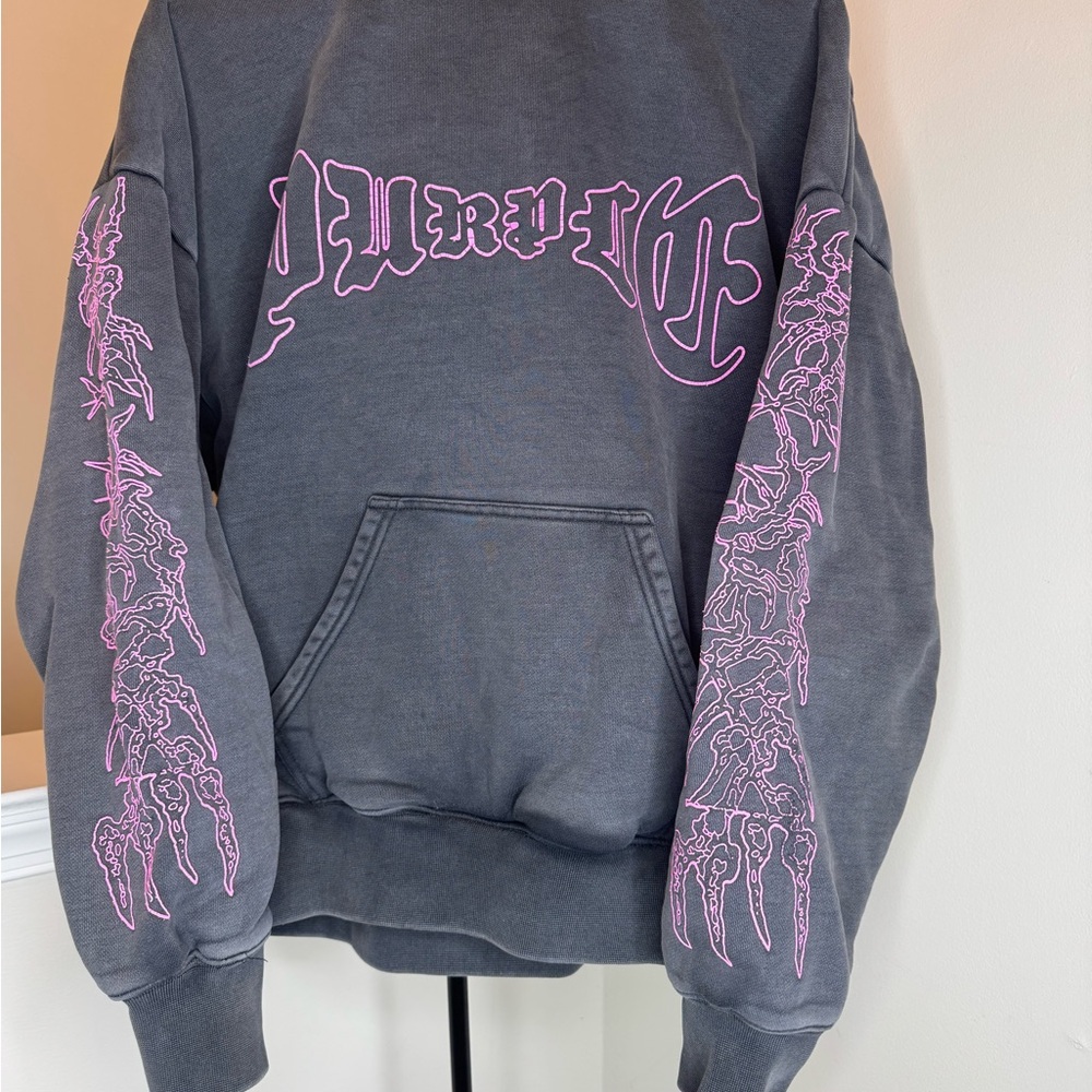 Men's Charcoal and Pink Graphic Hoodie and sweatpants